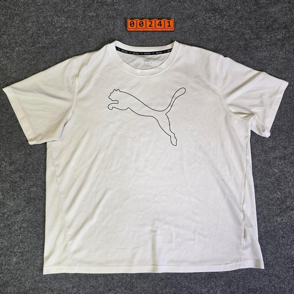 Puma Dry Cell white t-shirt with black outline logo Size XXL